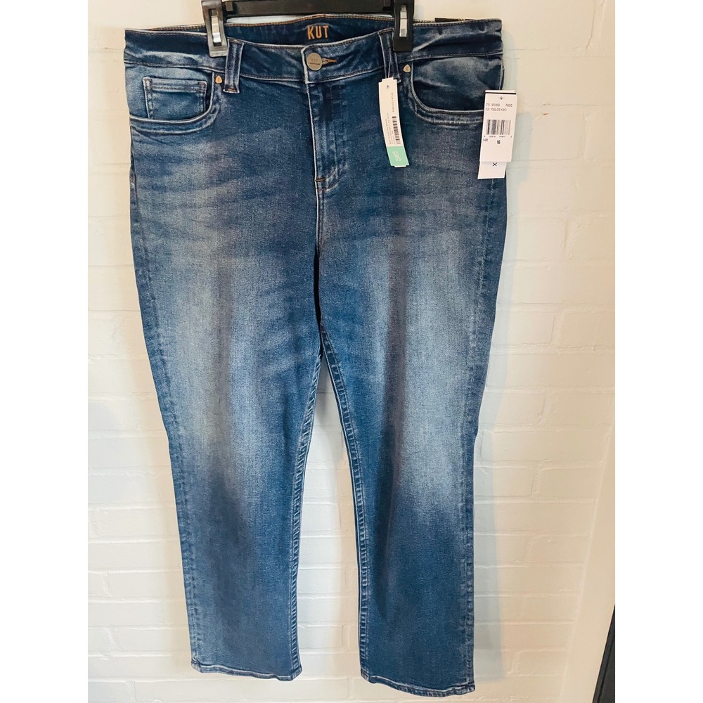 NWT KUT from‎ the Kloth Straight Leg Jeans Size 16 Medium Wash
